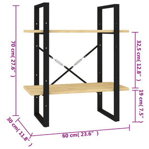 vidaXL 2-Tier Book Cabinet 60x30x70 cm Solid Pine Wood