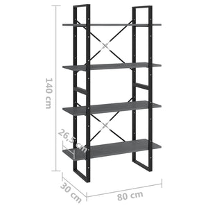 vidaXL 4-Tier Book Cabinet Grey 80x30x140 cm Solid Pine Wood