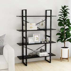 vidaXL 4-Tier Book Cabinet Black 100x30x140 cm Engineered Wood