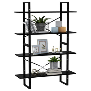 vidaXL 4-Tier Book Cabinet Black 100x30x140 cm Engineered Wood