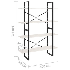 vidaXL 4-Tier Book Cabinet White 100x30x140 cm Solid Pine Wood