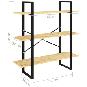 vidaXL 3-Tier Book Cabinet 100x30x105 cm Solid Pine Wood