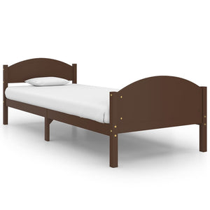 vidaXL Bed Frame without Mattress Dark Brown Solid Pine Wood 100x200cm