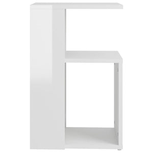 vidaXL Side Table High Gloss White 36x30x56 cm Engineered Wood