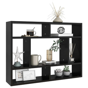 vidaXL Wall Shelf Black 75x16x55 cm Engineered Wood