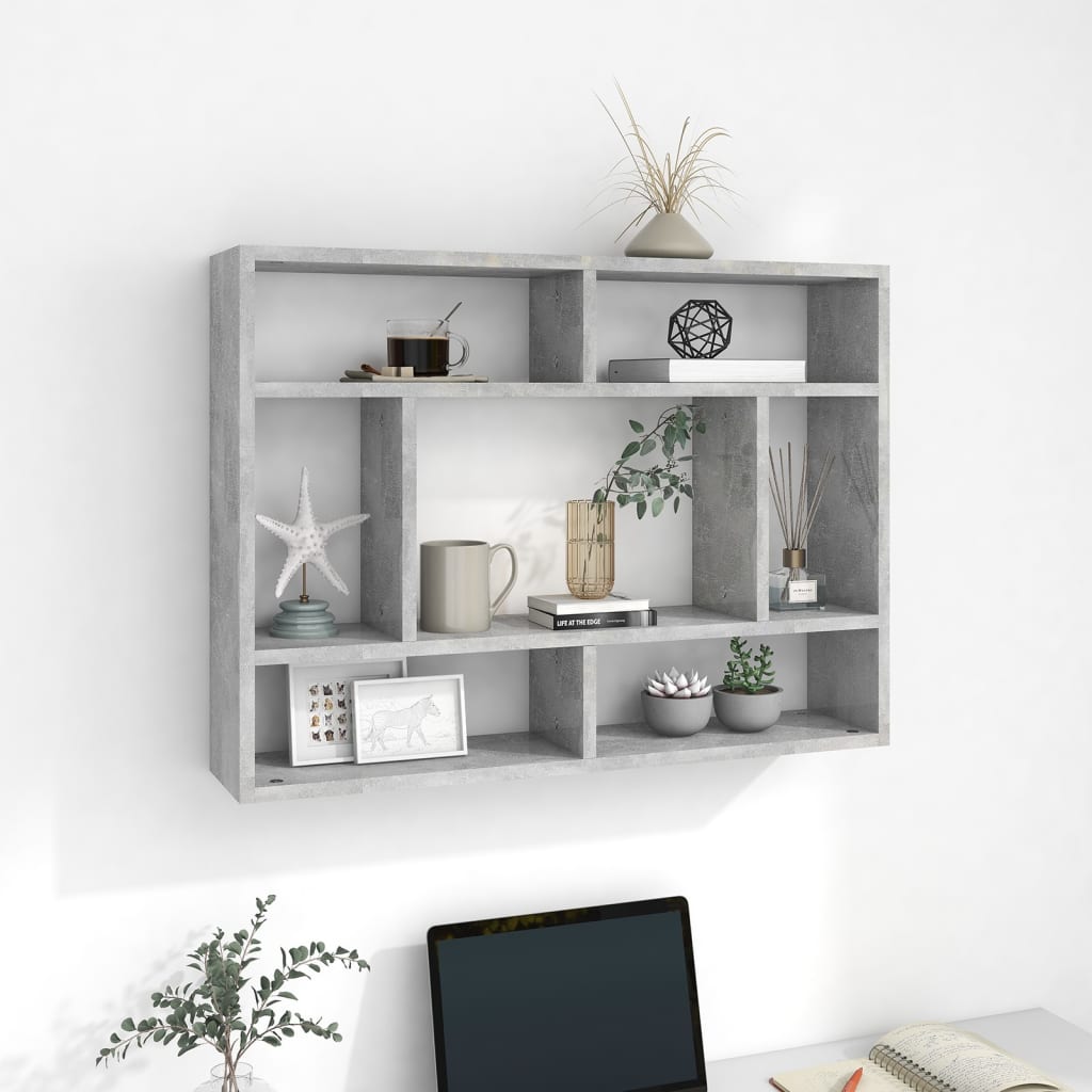 vidaXL Wall Shelf Concrete Grey 75x16x55 cm Engineered Wood