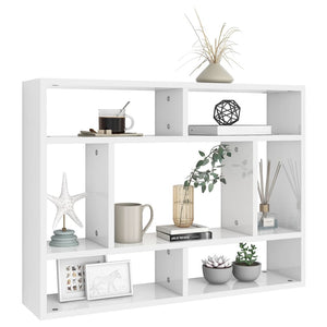 vidaXL Wall Shelf High Gloss White 75x16x55 cm Engineered Wood