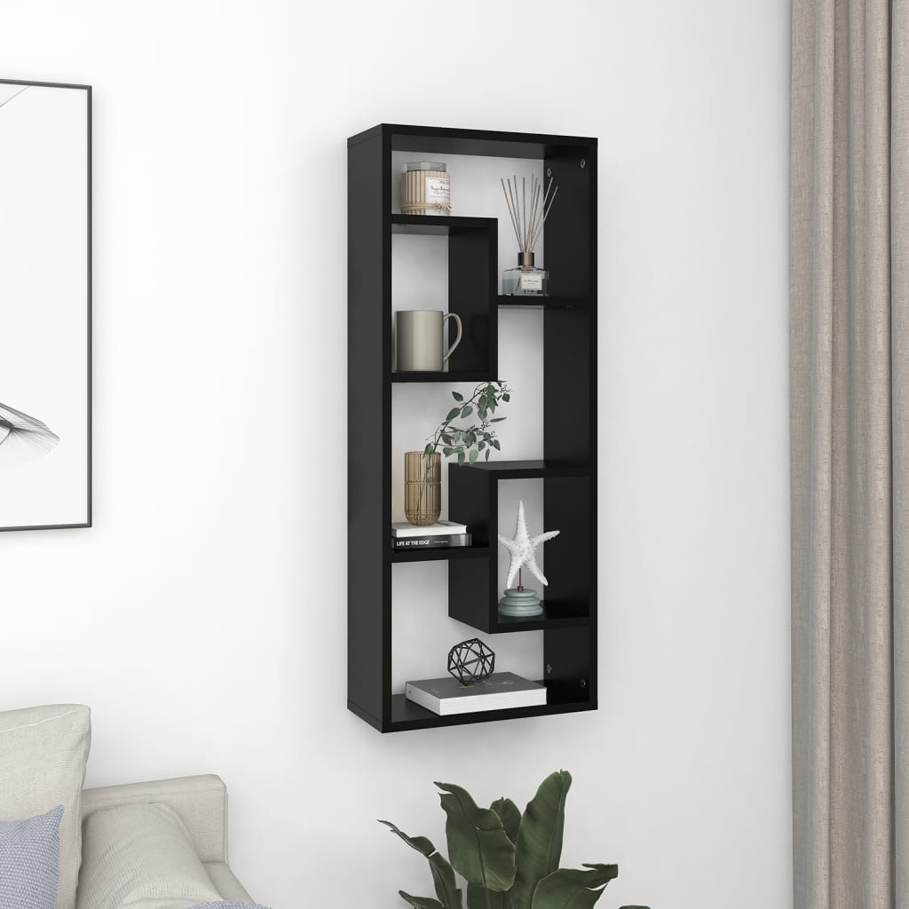 vidaXL Wall Shelf Black 36x16x90 cm Engineered Wood