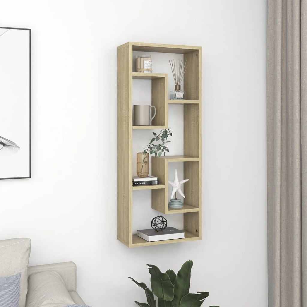 vidaXL Wall Shelf Sonoma Oak 36x16x90 cm Engineered Wood