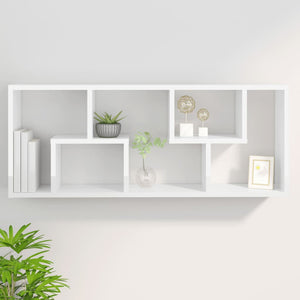 vidaXL Wall Shelf High Gloss White 36x16x90 cm Engineered Wood