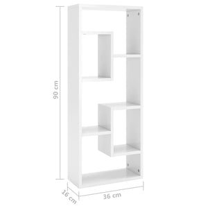 vidaXL Wall Shelf High Gloss White 36x16x90 cm Engineered Wood