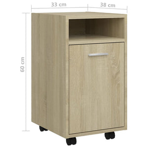 vidaXL Side Cabinet with Wheels Sonoma Oak 33x38x60 cm Engineered Wood