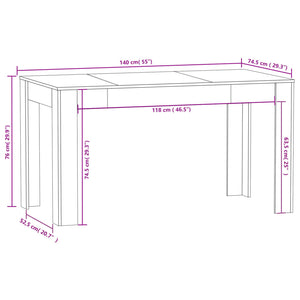 vidaXL Dining Table White 140x74.5x76 cm Engineered Wood