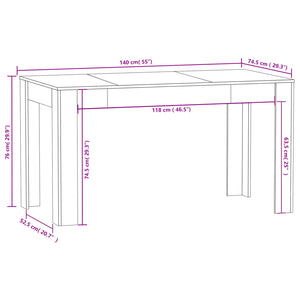 vidaXL Dining Table Concrete Grey 140x74.5x76 cm Engineered Wood