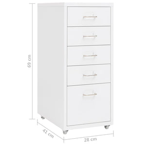 vidaXL Mobile File Cabinet White 28x41x69 cm Metal