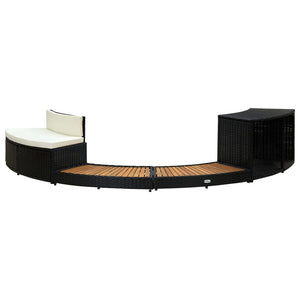 vidaXL Spa Surround Black Poly Rattan and Solid  Acacia Wood