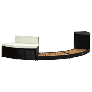 vidaXL Spa Surround Black Poly Rattan and Solid  Acacia Wood