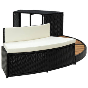 vidaXL Spa Surround Black Poly Rattan and Solid  Acacia Wood