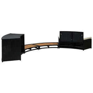 vidaXL Spa Surround Black Poly Rattan and Solid  Acacia Wood