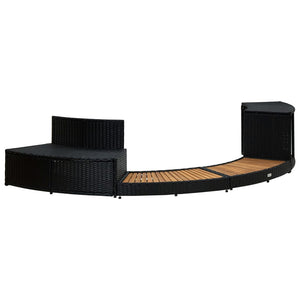 vidaXL Spa Surround Black Poly Rattan and Solid  Acacia Wood