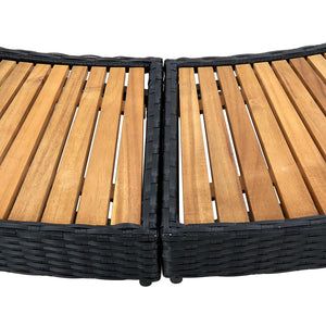 vidaXL Spa Surround Black Poly Rattan and Solid  Acacia Wood