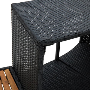 vidaXL Spa Surround Black Poly Rattan and Solid  Acacia Wood