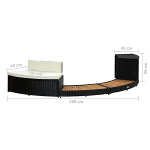 vidaXL Spa Surround Black Poly Rattan and Solid  Acacia Wood