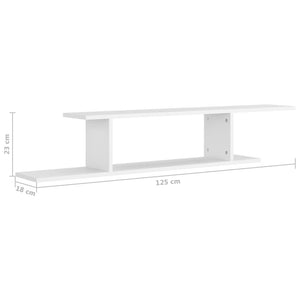 vidaXL Wall-Mounted TV Shelf White 125x18x23 cm Engineered Wood