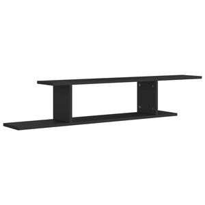 vidaXL Wall-Mounted TV Shelf Black 125x18x23 cm Engineered Wood