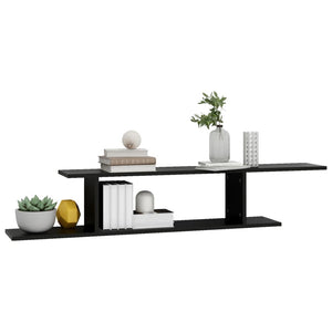 vidaXL Wall-Mounted TV Shelf Black 125x18x23 cm Engineered Wood