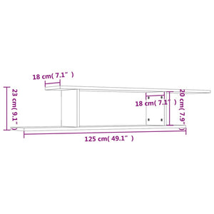 vidaXL Wall-Mounted TV Shelf Sonoma Oak 125x18x23 cm Engineered Wood