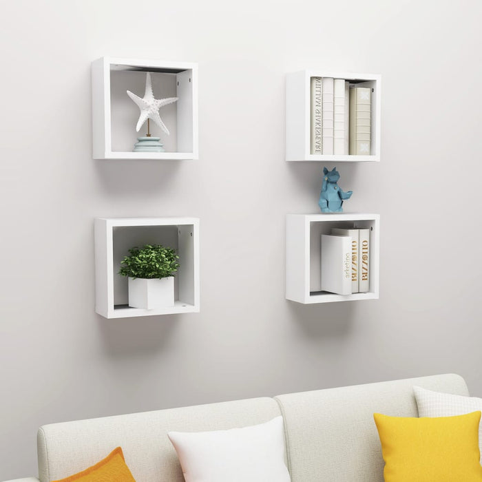 vidaXL Wall Cube Shelves 4 pcs White 30x15x30 cm