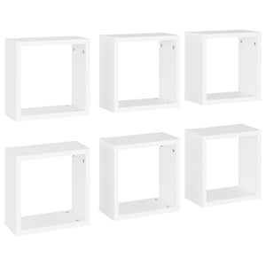 vidaXL Wall Cube Shelves 6 pcs White 30x15x30 cm