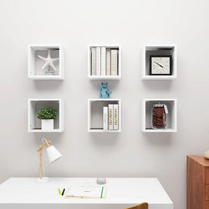 vidaXL Wall Cube Shelves 6 pcs White 30x15x30 cm