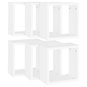 vidaXL Wall Cube Shelves 6 pcs White 30x15x30 cm