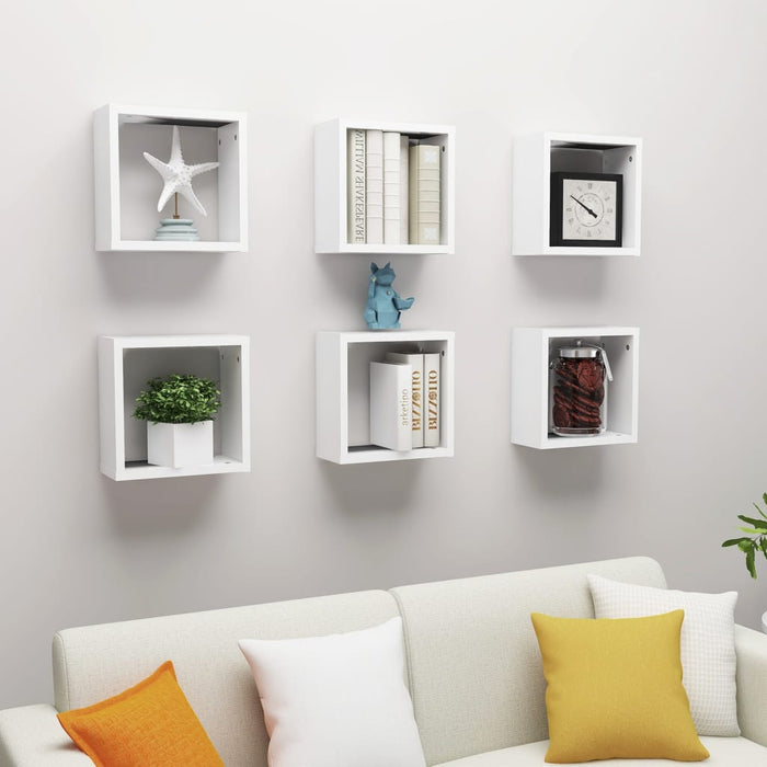 vidaXL Wall Cube Shelves 6 pcs White 30x15x30 cm