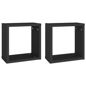 vidaXL Wall Cube Shelves 2 pcs Black 30x15x30 cm