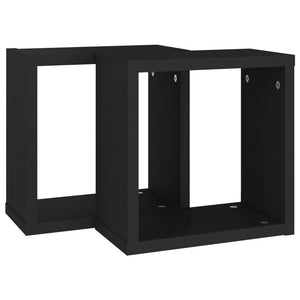 vidaXL Wall Cube Shelves 2 pcs Black 30x15x30 cm