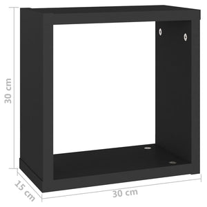 vidaXL Wall Cube Shelves 2 pcs Black 30x15x30 cm