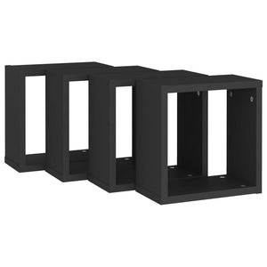 vidaXL Wall Cube Shelves 4 pcs Black 30x15x30 cm