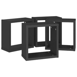 vidaXL Wall Cube Shelves 4 pcs Black 30x15x30 cm