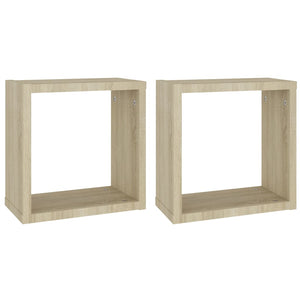 vidaXL Wall Cube Shelves 2 pcs Sonoma Oak 30x15x30 cm