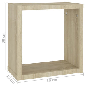 vidaXL Wall Cube Shelves 2 pcs Sonoma Oak 30x15x30 cm