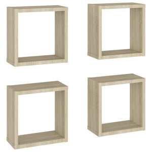 vidaXL Wall Cube Shelves 4 pcs Sonoma Oak 30x15x30 cm