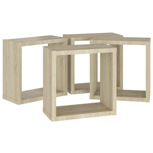 vidaXL Wall Cube Shelves 4 pcs Sonoma Oak 30x15x30 cm