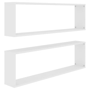 vidaXL Wall Cube Shelf 2 pcs White 100x15x30 cm Engineered Wood