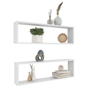 vidaXL Wall Cube Shelf 2 pcs White 100x15x30 cm Engineered Wood