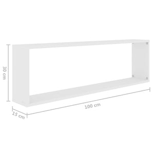 vidaXL Wall Cube Shelf 2 pcs White 100x15x30 cm Engineered Wood