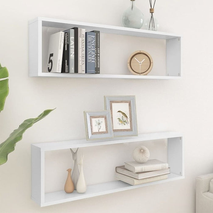 vidaXL Wall Cube Shelf 2 pcs White 100x15x30 cm Engineered Wood