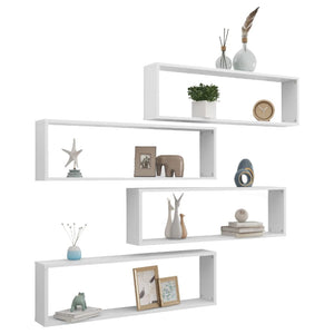 vidaXL Wall Cube Shelf 4 pcs White 100x15x30 cm Engineered Wood